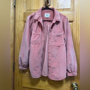 American Eagle Outfitters Pink Corduroy Button Down Shirt